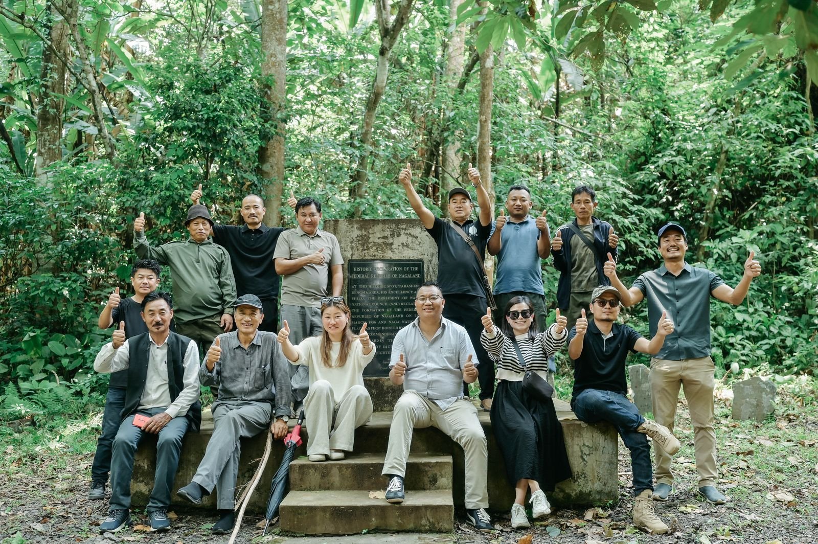Visitors and village leaders at the Parashen memorial stone